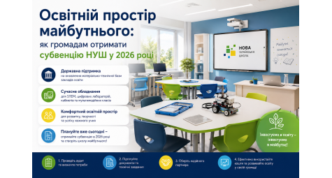 Освітній простір майбутнього: як громадам отримати субвенцію НУШ у 2026 році