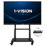 Інтерактивна панель 1-Vision 65, ПК модуль (i7-13Gen/16/512/W11Pro), мобільний стенд