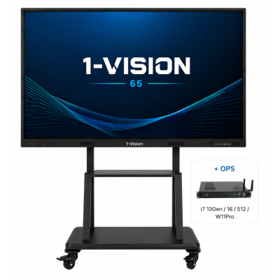 Інтерактивна панель 1-Vision 65 з ПК модулем i7-13Gen на мобільному стенді
