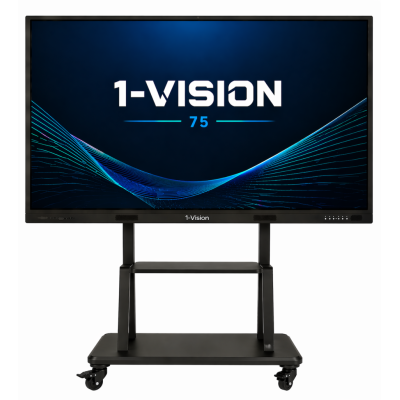 Інтерактивна панель 1-Vision 75 на мобільному стенді - сучасне рішення для презентацій