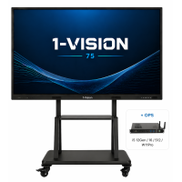 Інтерактивна панель 1-Vision 75, ПК модуль (i5 12Gen/16/512/W11Pro), мобільний стенд
