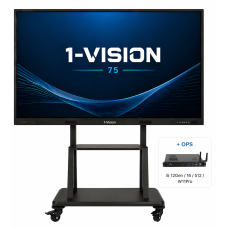 Інтерактивна панель 1-Vision 75, ПК модуль (i5 12Gen/16/512/W11Pro), мобільний стенд
