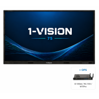 Інтерактивна панель 1-Vision 75, ПК модуль (i5-12Gen/16/512/W11Pro), настінне кріплення