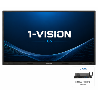 Інтерактивна панель 1-Vision 65 з ПК модулем i5-12Gen та настінним кріпленням